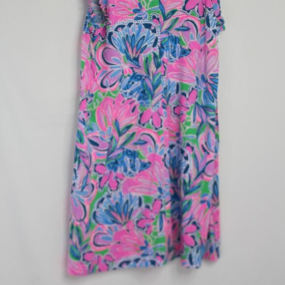 Lilly Pulitzer Pink Multicolored Floral V-neck Cotton Dress Size Medium - Picture 8 of 10